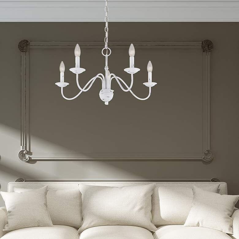 Image 1 Livex Windsor 24" Wide 5-Light Traditional Antique White Chandelier