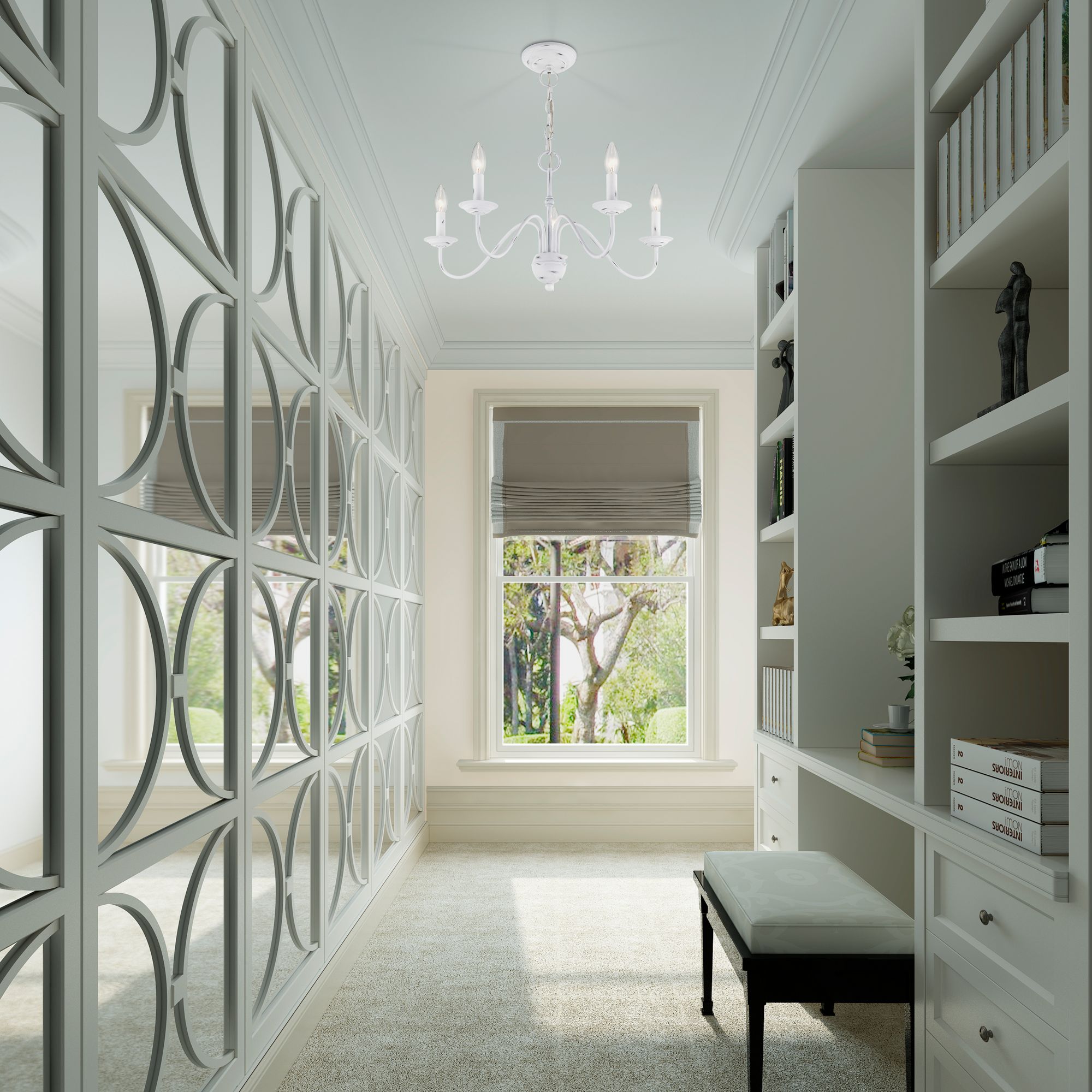 Livex Windsor 24" Wide 5-Light Traditional Antique White Chandelier