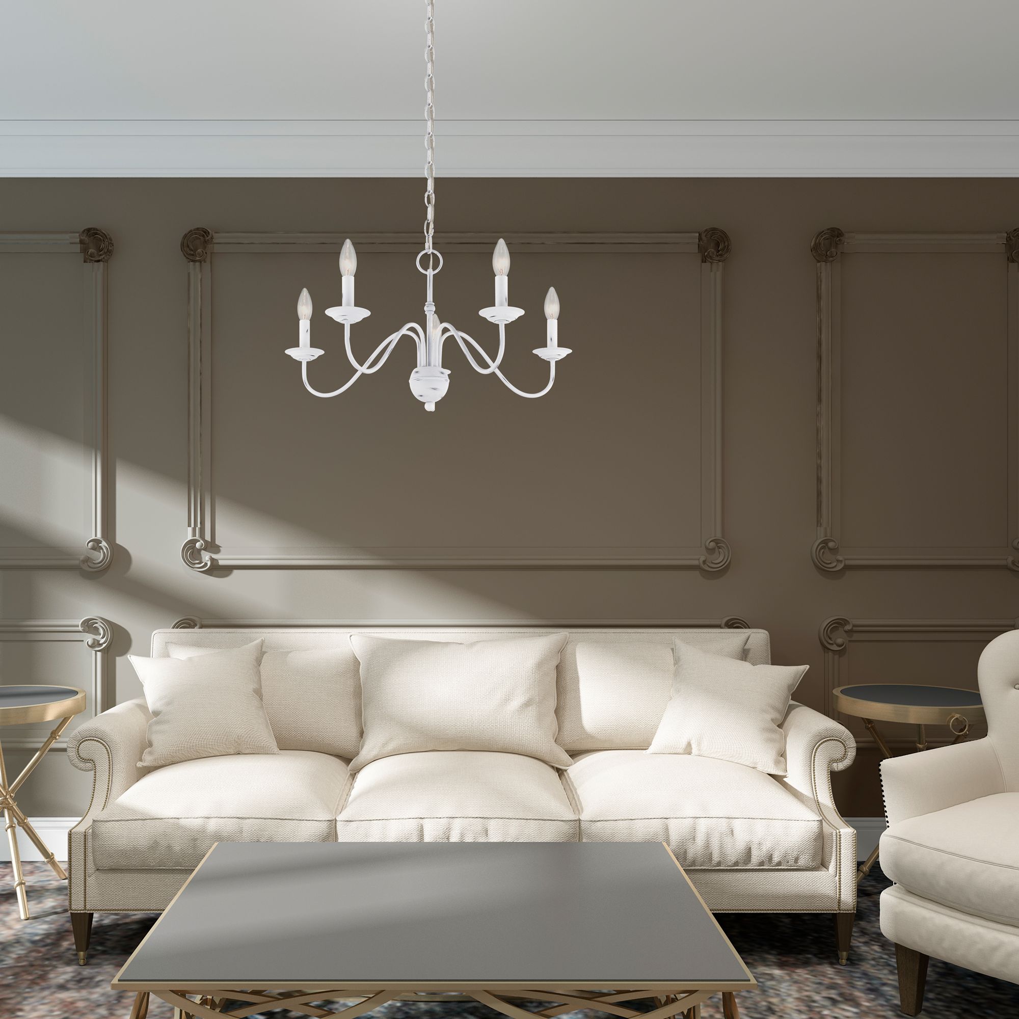 Livex Windsor 24" Wide 5-Light Traditional Antique White Chandelier