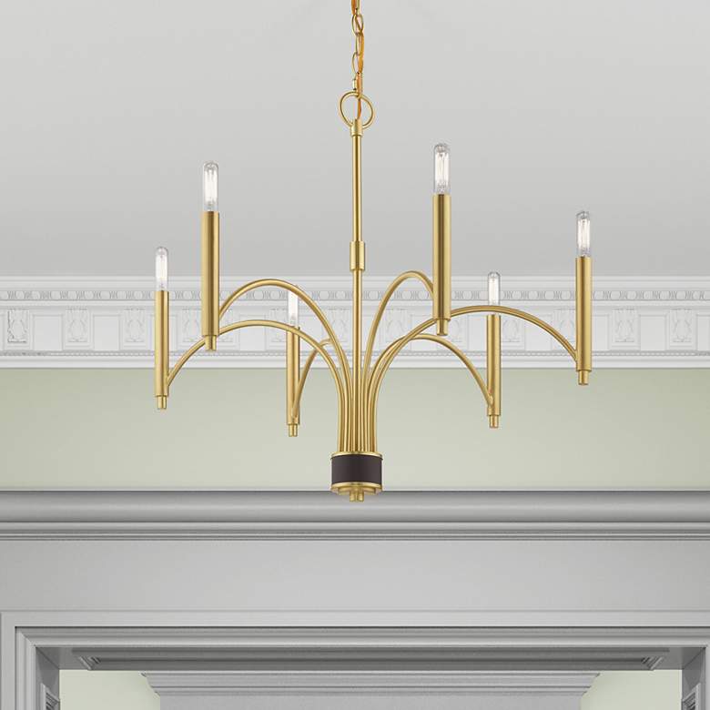 Image 1 Livex Wisteria 26" Wide 6-Light Satin Brass Chandelier