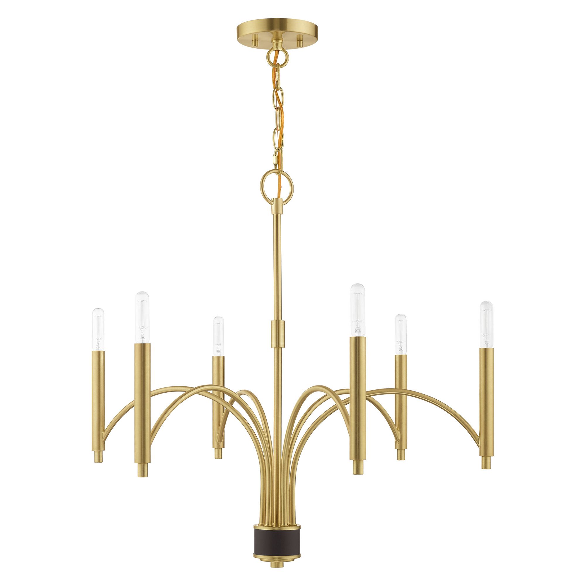 Image 3 Livex Wisteria 26" Wide 6-Light Satin Brass Chandelier more views