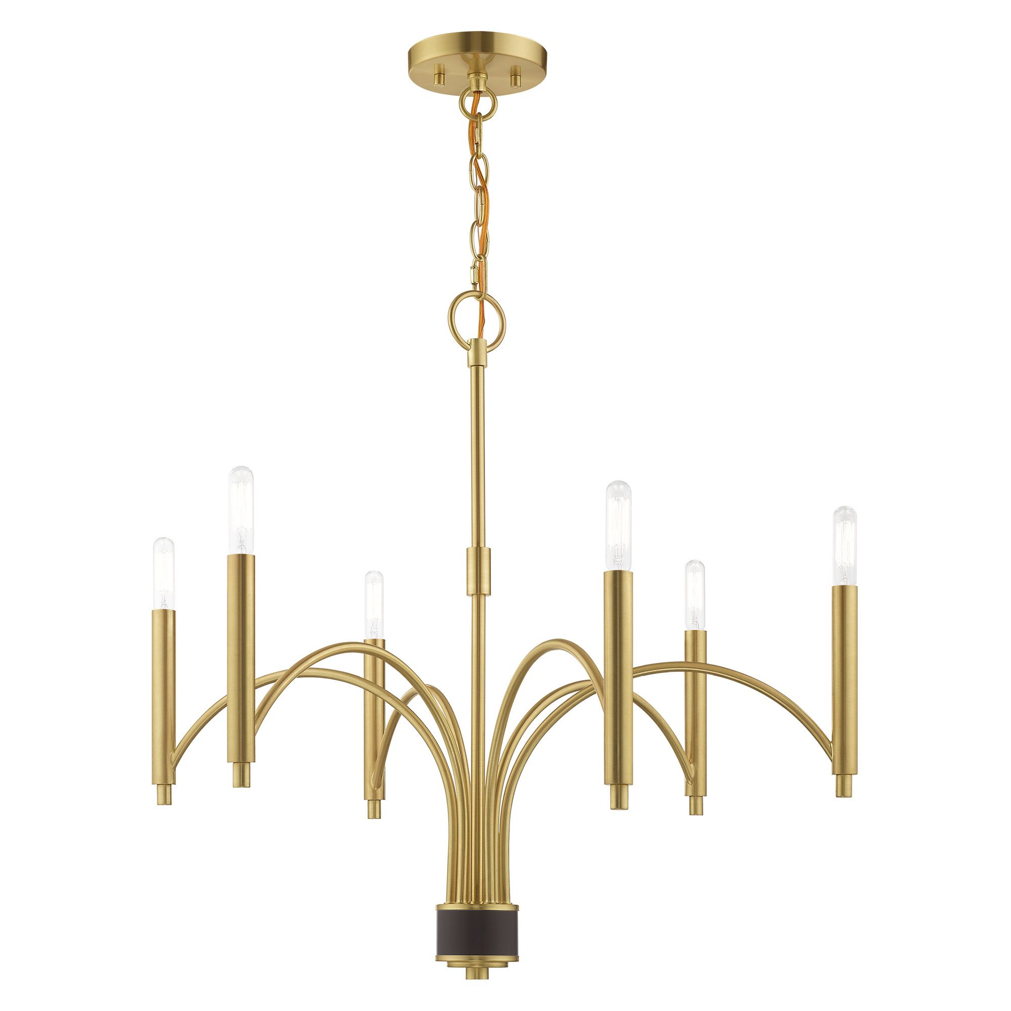 Image 4 Livex Wisteria 26" Wide 6-Light Satin Brass Chandelier more views