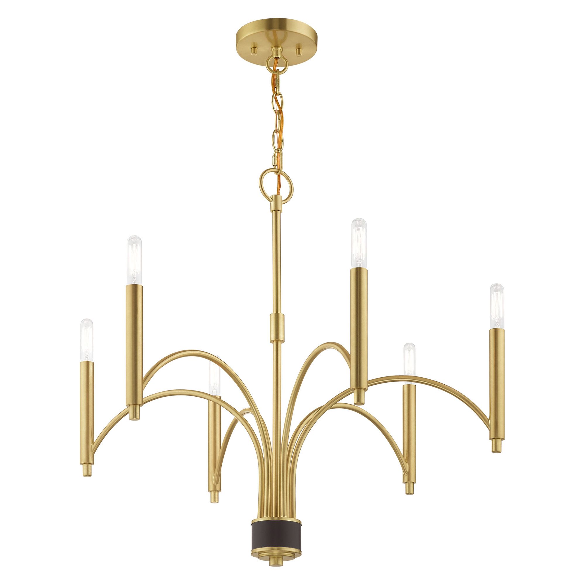Image 5 Livex Wisteria 26" Wide 6-Light Satin Brass Chandelier more views