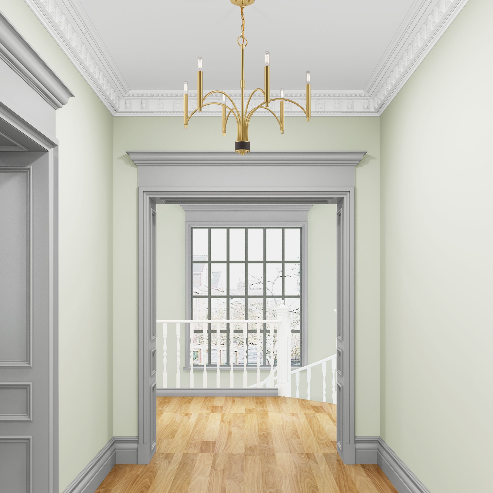 Image 7 Livex Wisteria 26" Wide 6-Light Satin Brass Chandelier more views