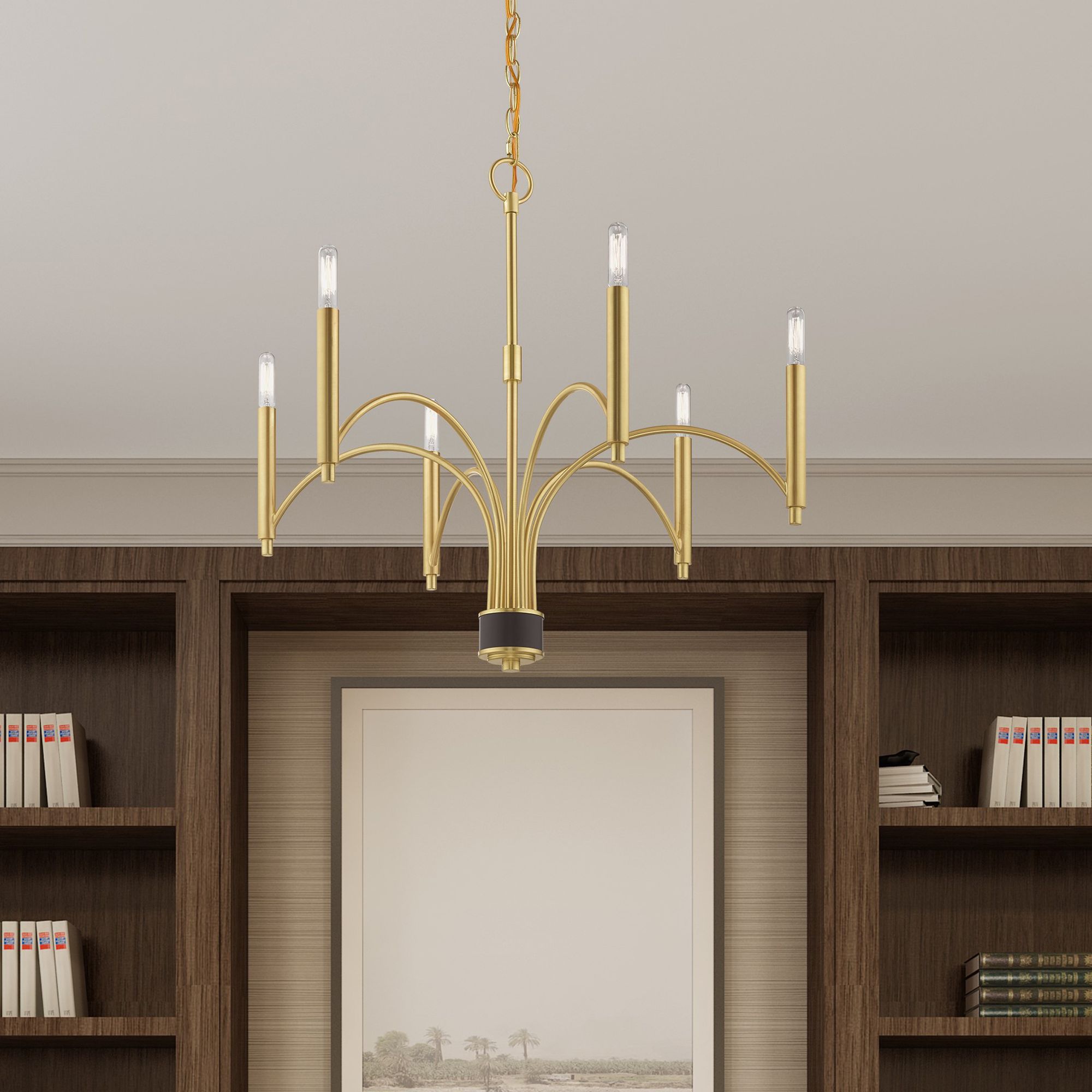 Livex Wisteria 26" Wide 6-Light Satin Brass Chandelier