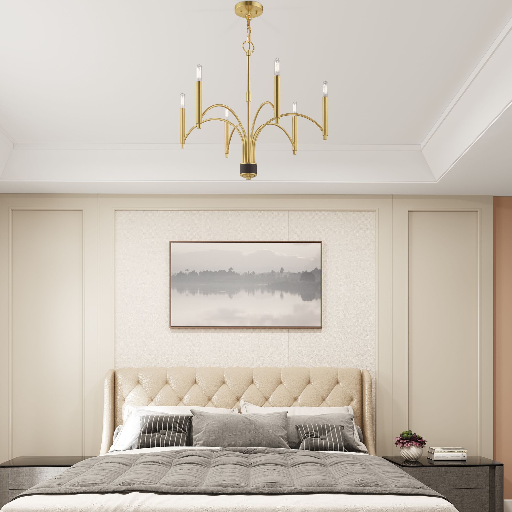 Livex Wisteria 26" Wide 6-Light Satin Brass Chandelier