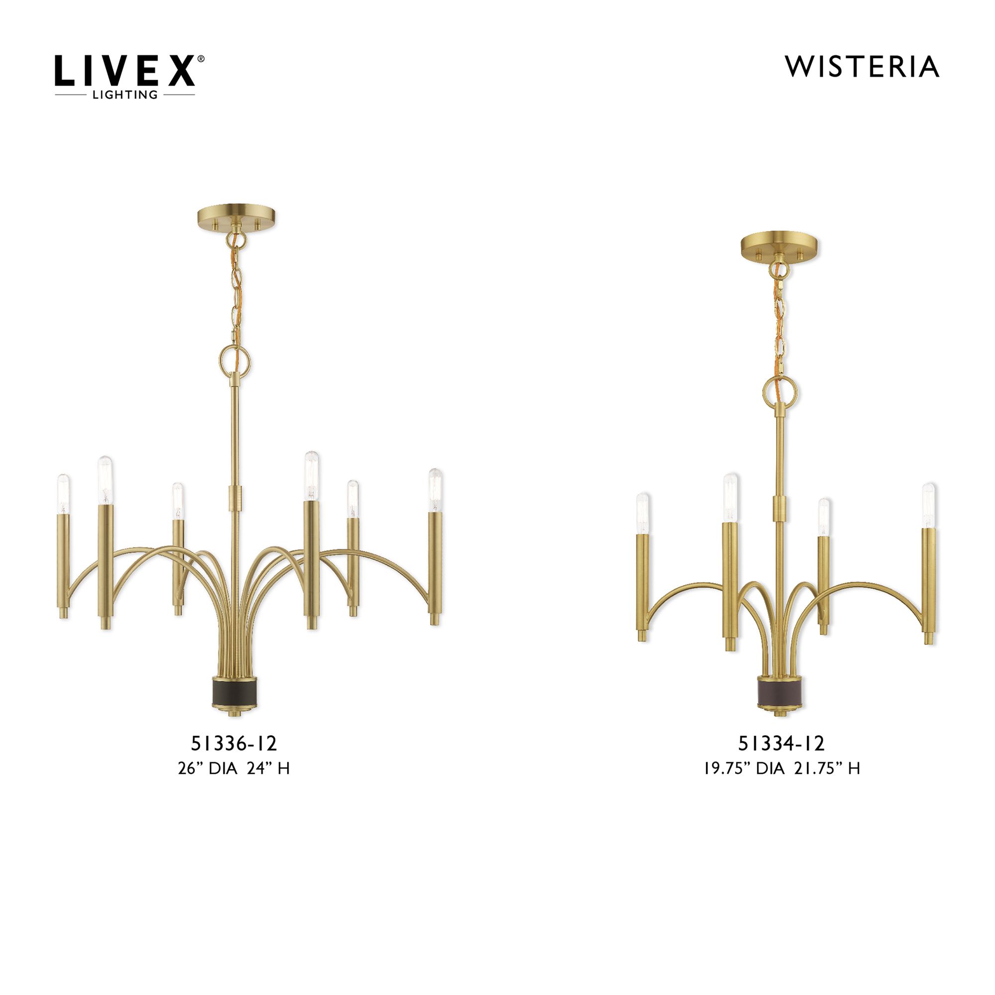 Livex Wisteria 26" Wide 6-Light Satin Brass Chandelier
