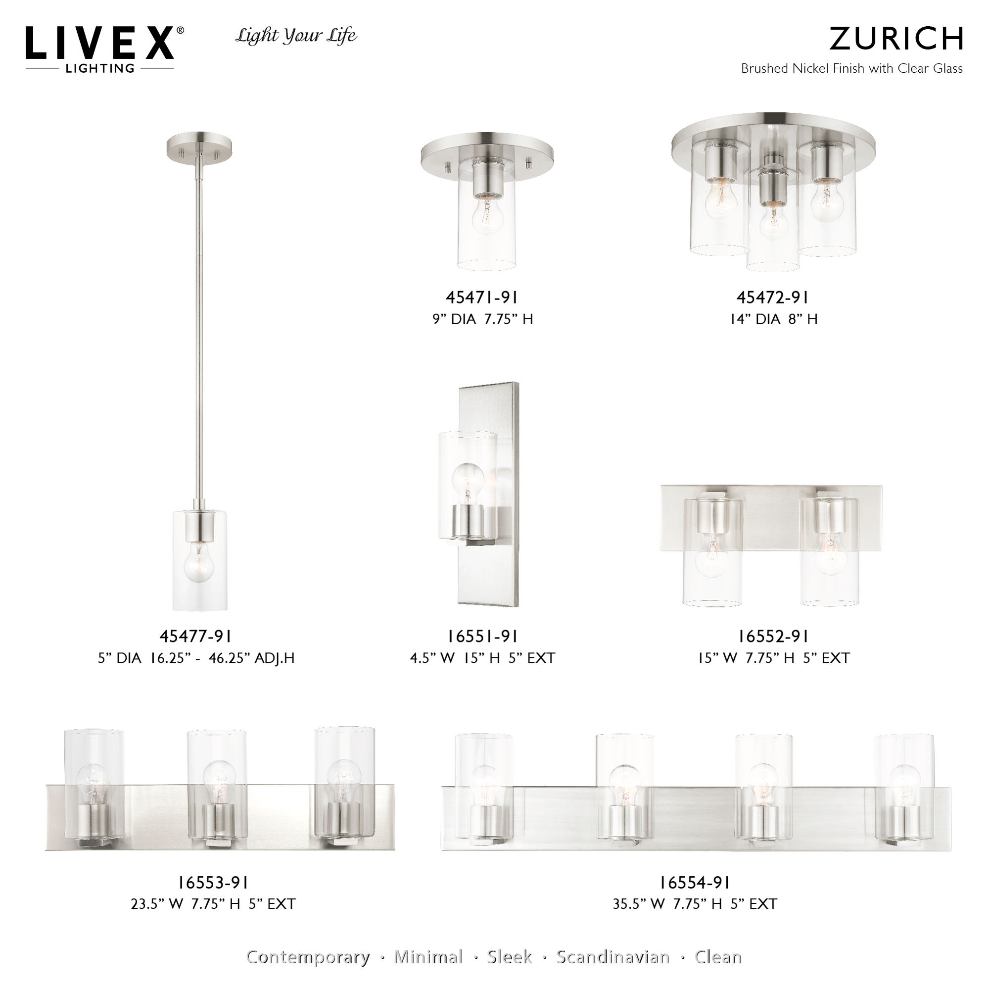 Image 2 Livex Zurich 35 1/2" Wide Brushed Nickel 4-Light Bath Light more views