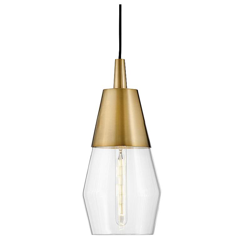 Image 1 Livie 8" Wide Lacquered Brass Convertible Mini Pendant