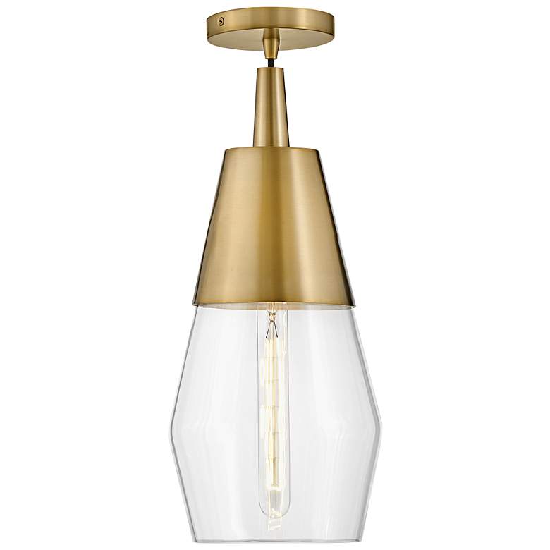 Image 5 Livie 8" Wide Lacquered Brass Convertible Mini Pendant more views