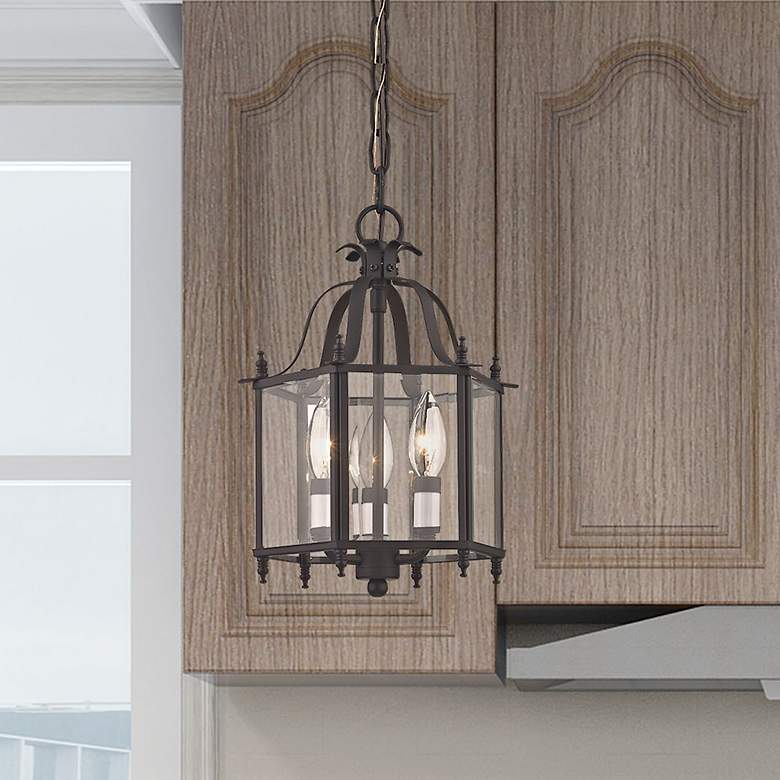 Image 1 Livingston 10-in W Bronze Clear Glass Semi-Flush Mount Light