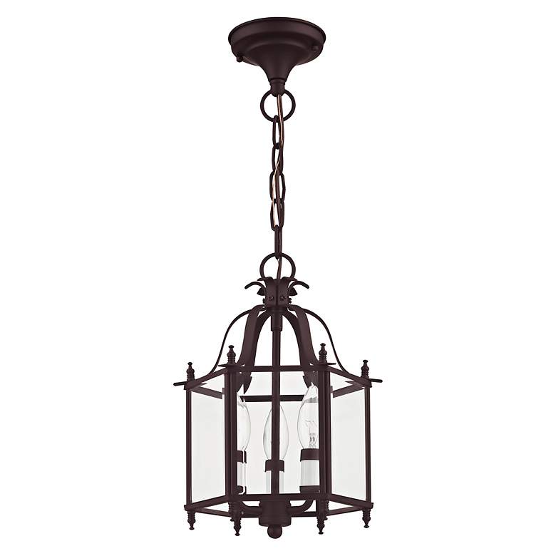 Image 4 Livingston 10-in W Bronze Clear Glass Semi-Flush Mount Light more views