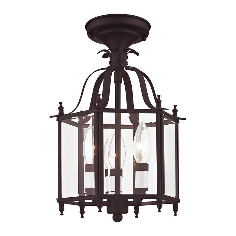 Image 5 Livingston 10-in W Bronze Clear Glass Semi-Flush Mount Light more views