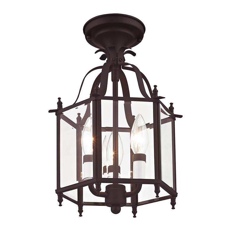 Image 6 Livingston 10-in W Bronze Clear Glass Semi-Flush Mount Light more views