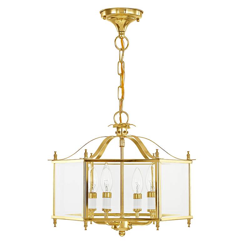 Image 4 Livingston 12" Wide Polished Brass 4-Light Pendant more views