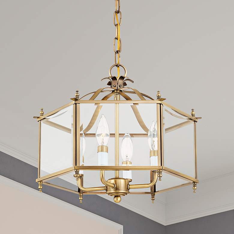 Image 2 Livingston 15 1/2" Wide Antique Brass 4-Light Chandelier