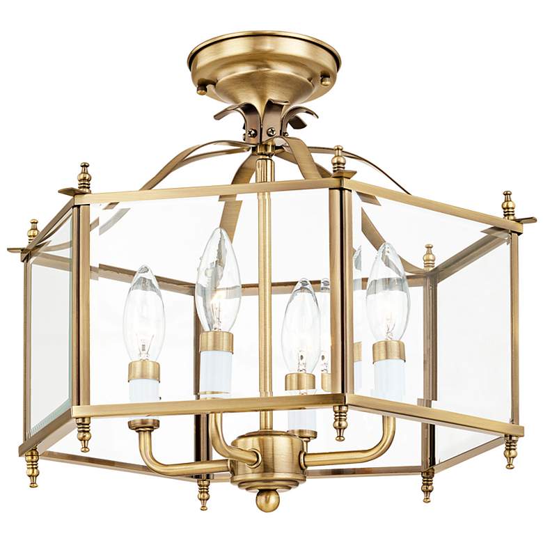 Image 7 Livingston 15 1/2" Wide Antique Brass 4-Light Chandelier more views