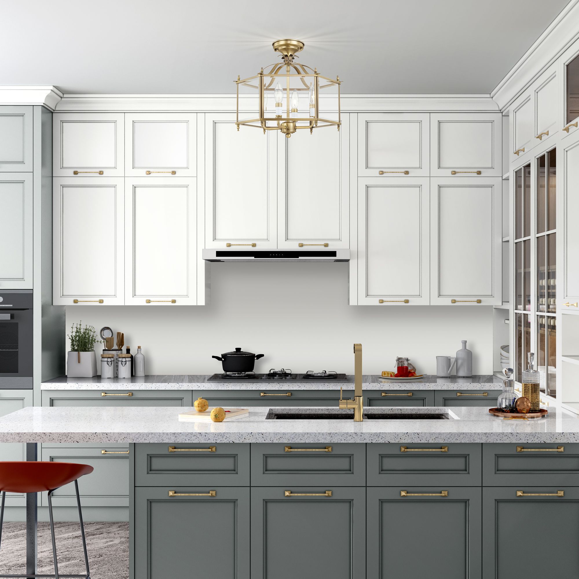 Livingston 15 1/2" Wide Antique Brass 4-Light Chandelier in scene