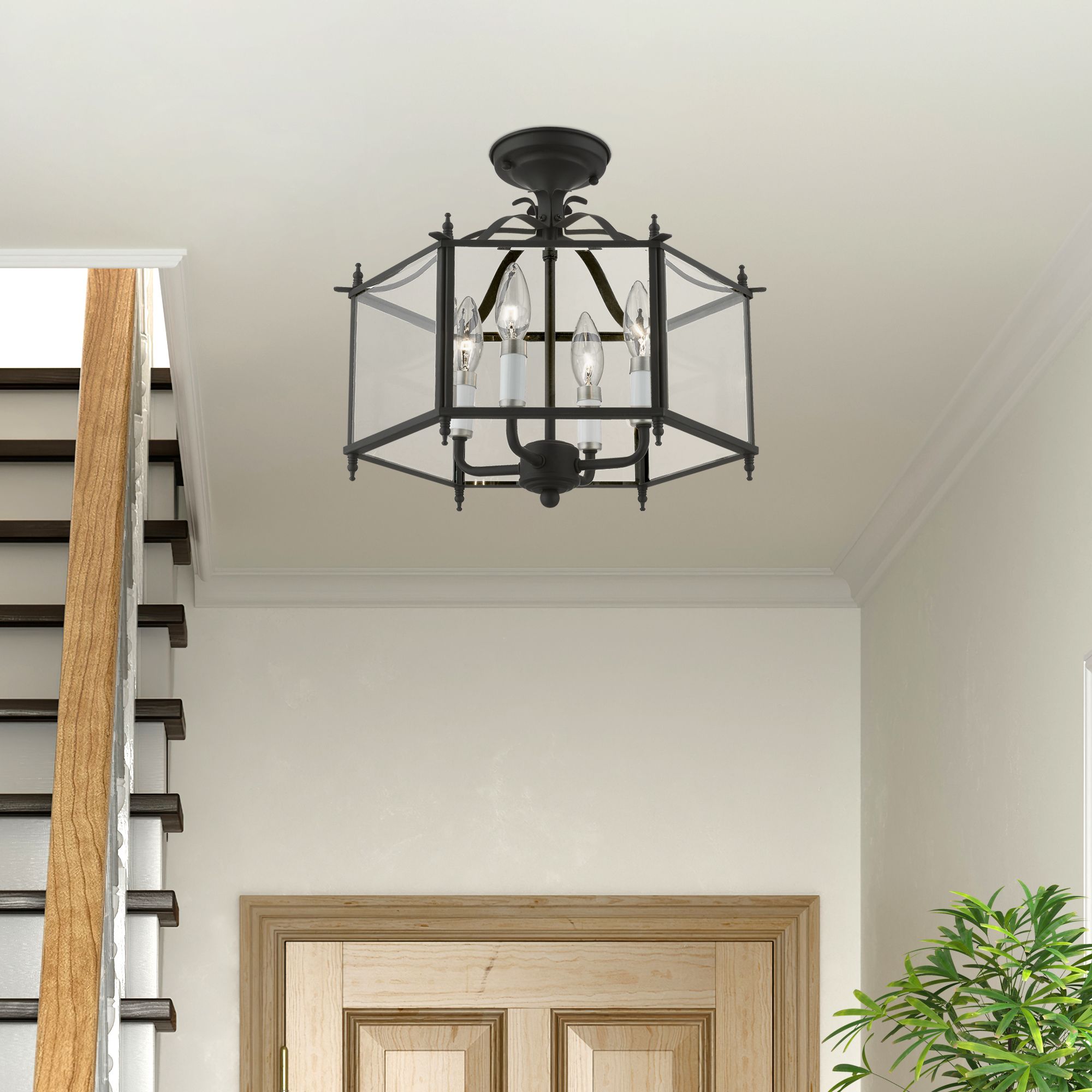 Livingston 15 1/2" Wide Black and Nickel 4-Light Chandelier in scene