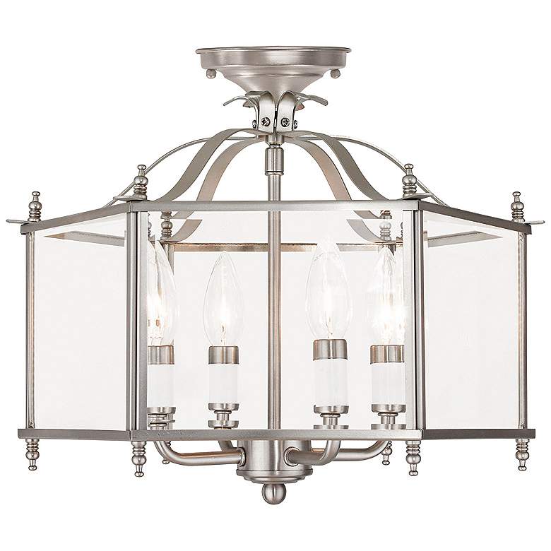 Image 2 Livingston 15 1/2"W Brushed Nickel Convertible Ceiling Light