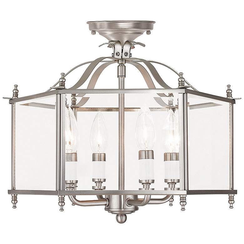 Image 2 Livingston 15 1/2 inchW Brushed Nickel Convertible Ceiling Light