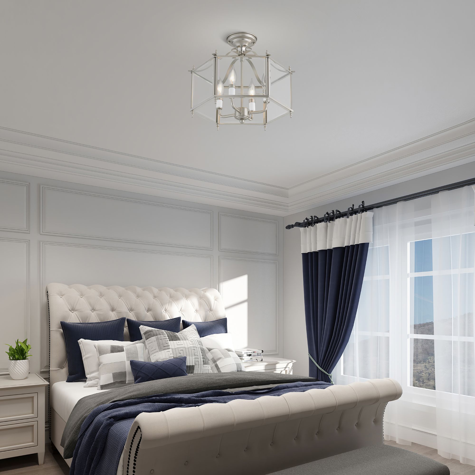 Livingston 15 1/2"W Brushed Nickel Convertible Ceiling Light