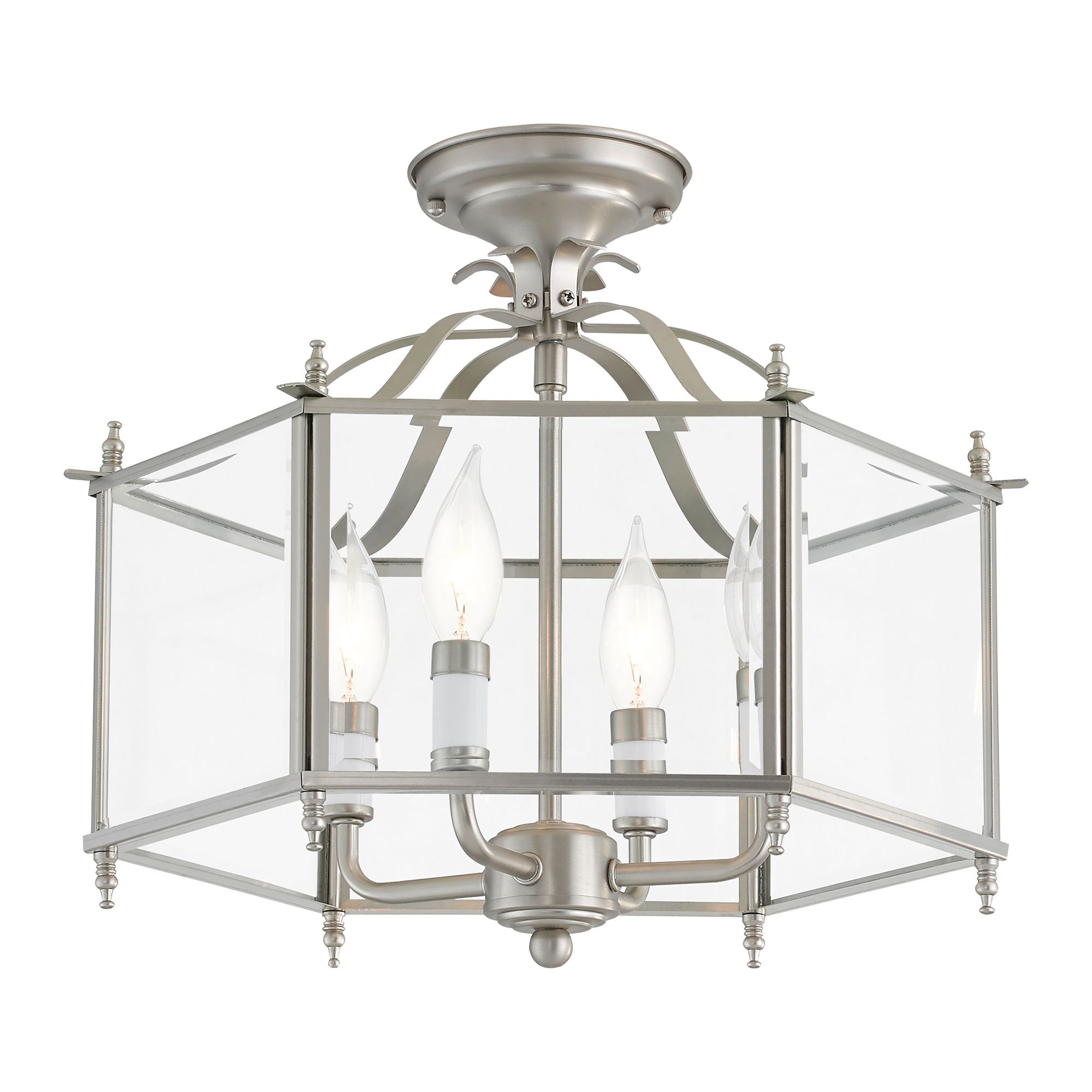 Livingston 15 1/2"W Brushed Nickel Convertible Ceiling Light