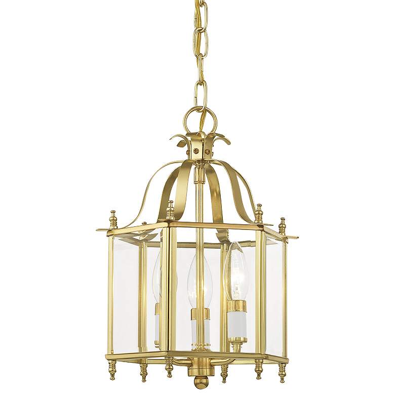Image 3 Livingston 9.5-in Polished Brass Clear Glass Lantern Pendant