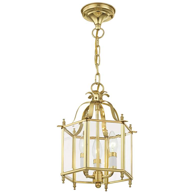 Image 5 Livingston 9.5-in Polished Brass Clear Glass Lantern Pendant more views