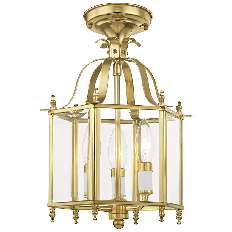 Image 6 Livingston 9.5-in Polished Brass Clear Glass Lantern Pendant more views