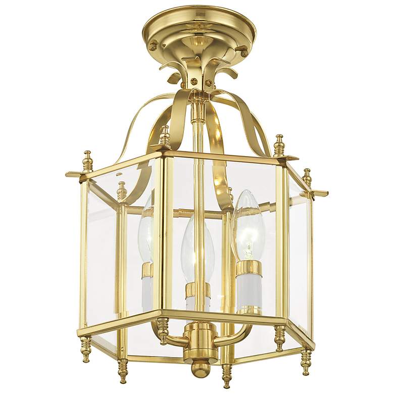 Image 7 Livingston 9.5-in Polished Brass Clear Glass Lantern Pendant more views