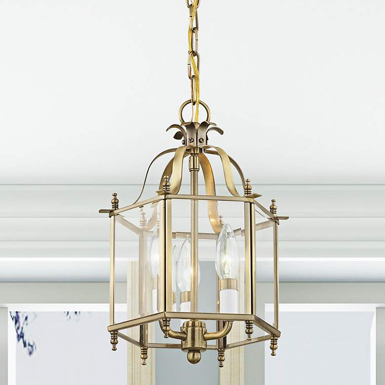Image 2 Livingston 9 1/2" Wide Antique Brass 3-Light Mini Pendant
