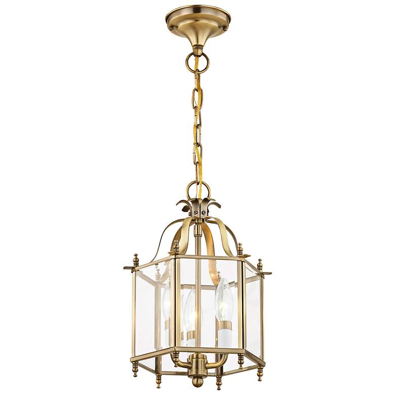 Image 7 Livingston 9 1/2" Wide Antique Brass 3-Light Mini Pendant more views