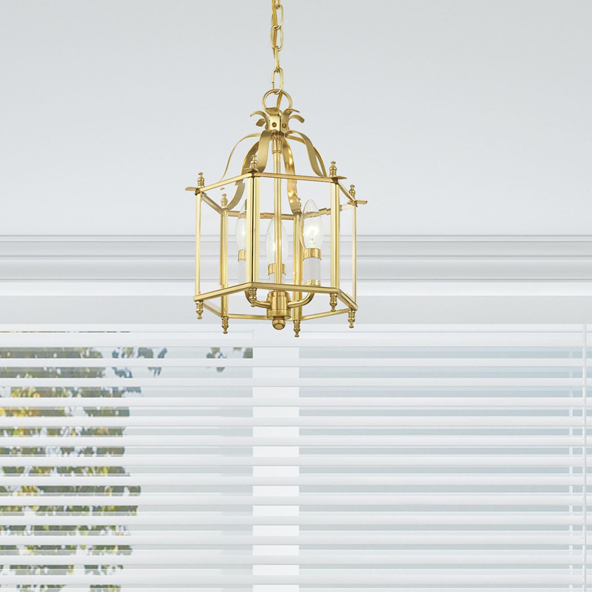 Livingston 9 1/2" Wide Polished Brass 3-Light Mini Pendant in scene