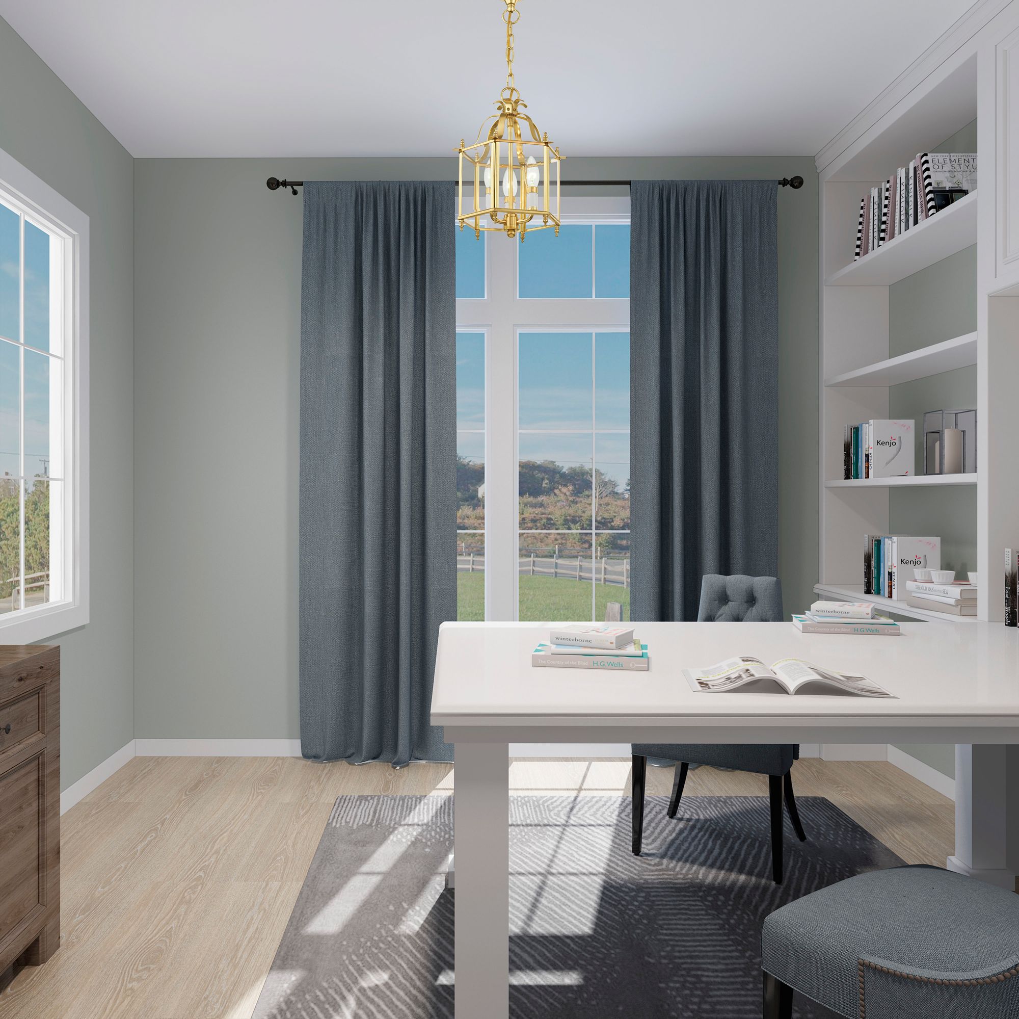 Livingston 9 1/2" Wide Polished Brass 3-Light Mini Pendant in scene