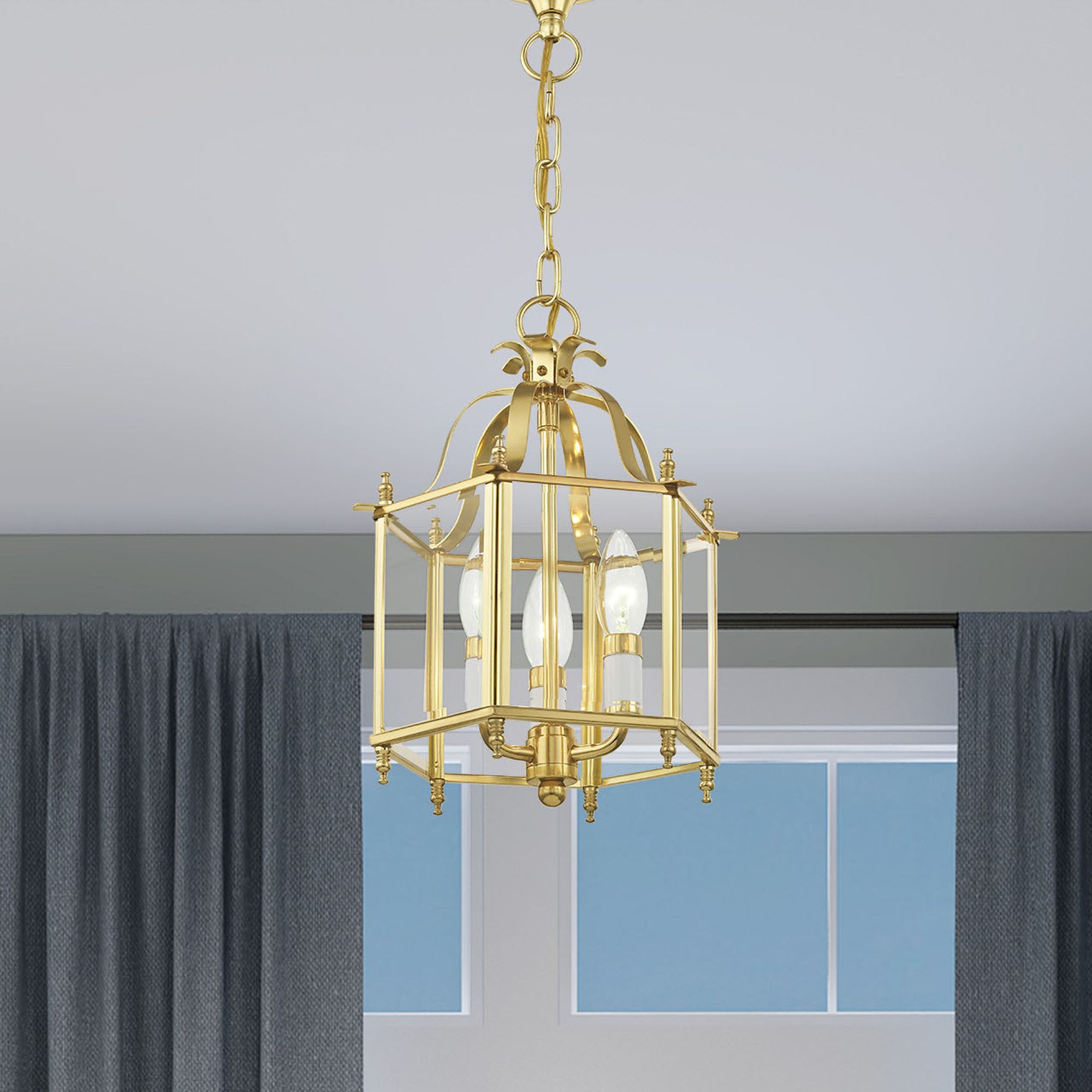 Livingston 9 1/2" Wide Polished Brass 3-Light Mini Pendant in scene