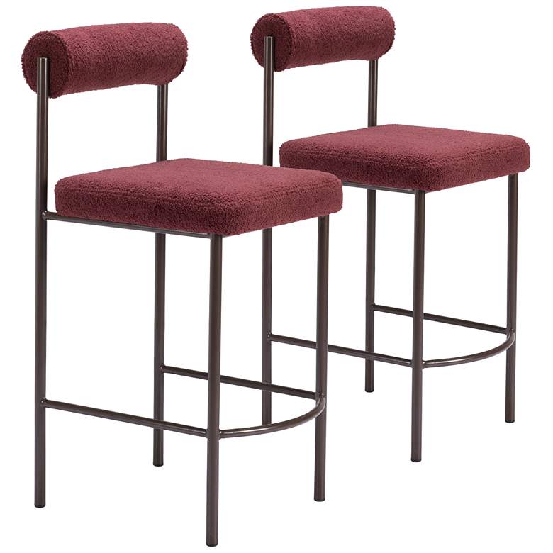 Image 1 Livorno Counter Stool (Set of 2) Red & Bronze