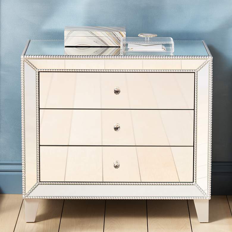 Image 2 Liza 30" Wide Mirrored 3-Drawer Accent Table