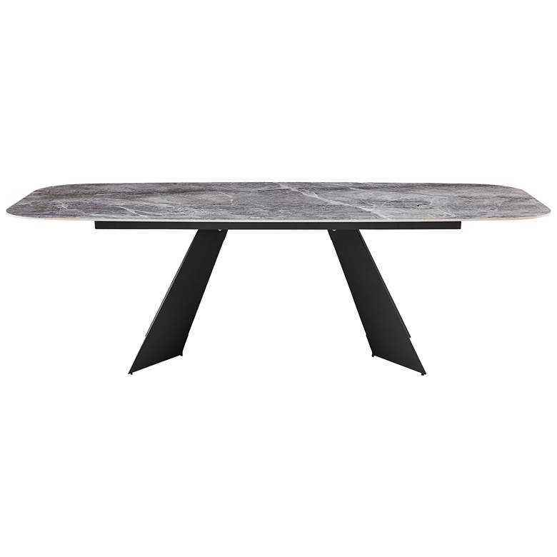 Image 2 Lizarte 93 3/4"W Marble Ceramic Dark Gray Steel Dining Table
