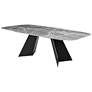 Lizarte 93 3/4"W Marble Ceramic Dark Gray Steel Dining Table in scene