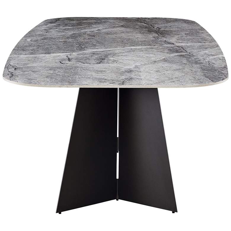 Image 5 Lizarte 93 3/4 inchW Marble Ceramic Dark Gray Steel Dining Table more views