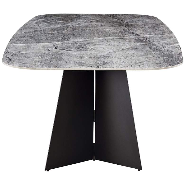 Image 5 Lizarte 93 3/4"W Marble Ceramic Dark Gray Steel Dining Table more views