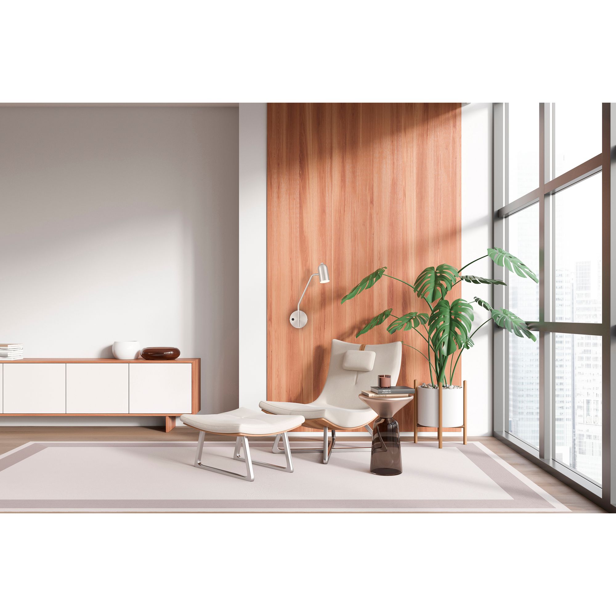 Lizbo Brushed Steel LED Reading Light Wall Lamp