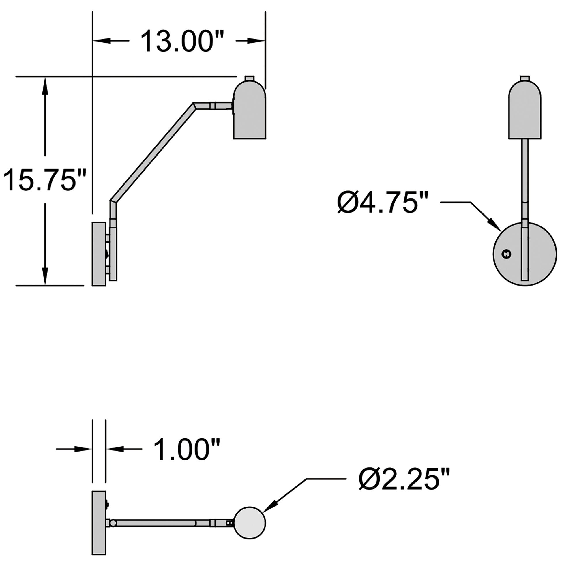 Lizbo Brushed Steel LED Reading Light Wall Lamp