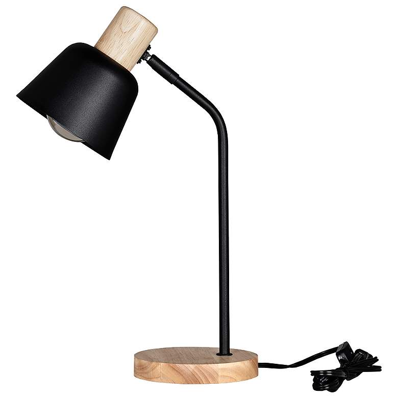 Image 1 Lizella 17" High Black Table Lamp With Wood Accents