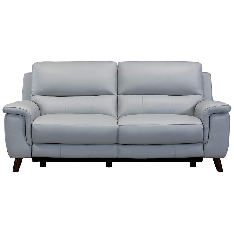 Image 1 Lizette 78 In. Sofa in Dove Gray Leather, Wood and Metal