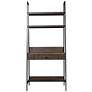 2_Lizvan 33" Wide Brown Wood Shelf Writing Desk with Wireless Charger