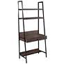 4_Lizvan 33" Wide Brown Wood Shelf Writing Desk with Wireless Charger more views