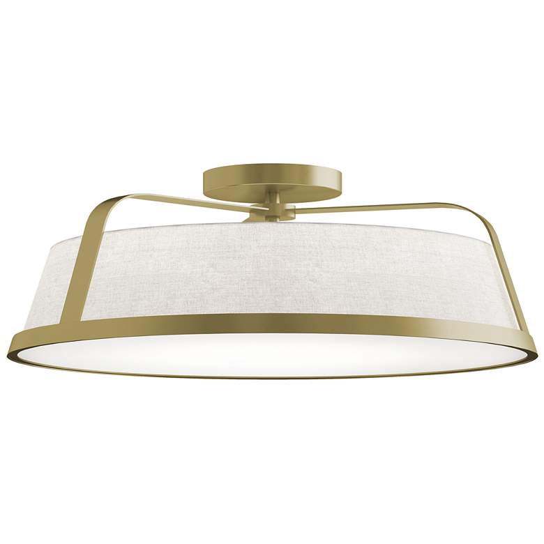 Image 1 Lizzette 18" Wide Light Antique Brass LED Ceiling Semi Flush
