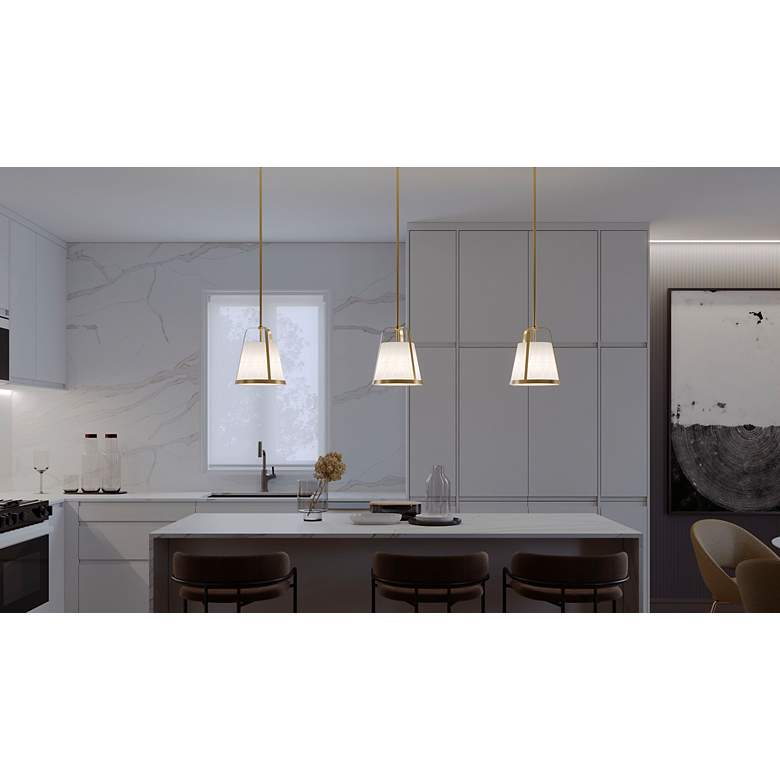 Image 2 Lizzette 18" Wide Light Antique Brass LED Pendant more views